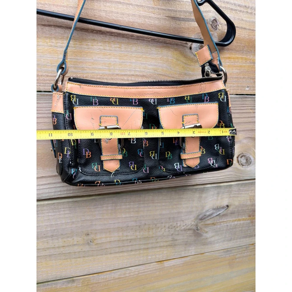 Dooney & Bourke Multi-Color Monogram Black Coated Canvas Shoulder Bag Y2K Bag